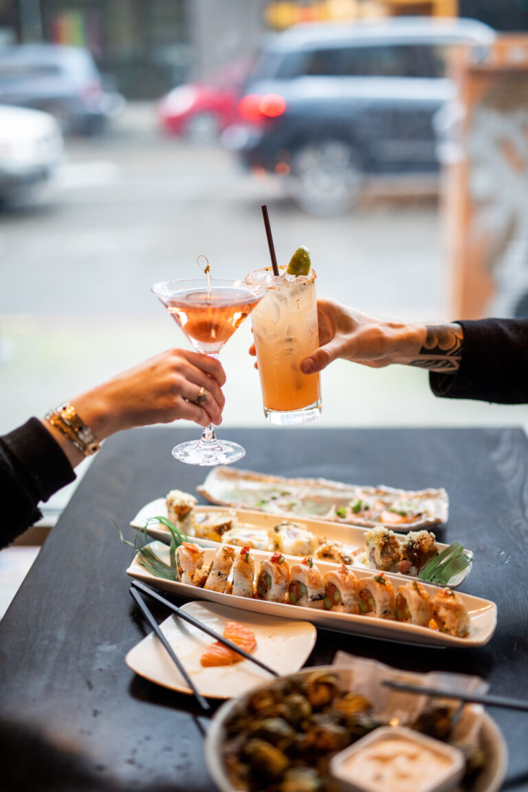 Cheers to supporting our Seattle food community, while enjoying a delicious night out! Photo courtesy of Star Sushi & Bar.