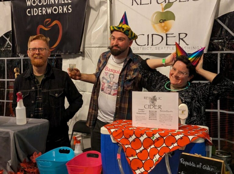 Republic of Cider pouring at the Strange Brew Fest in Port Townsend. Photo by Emily Lee.