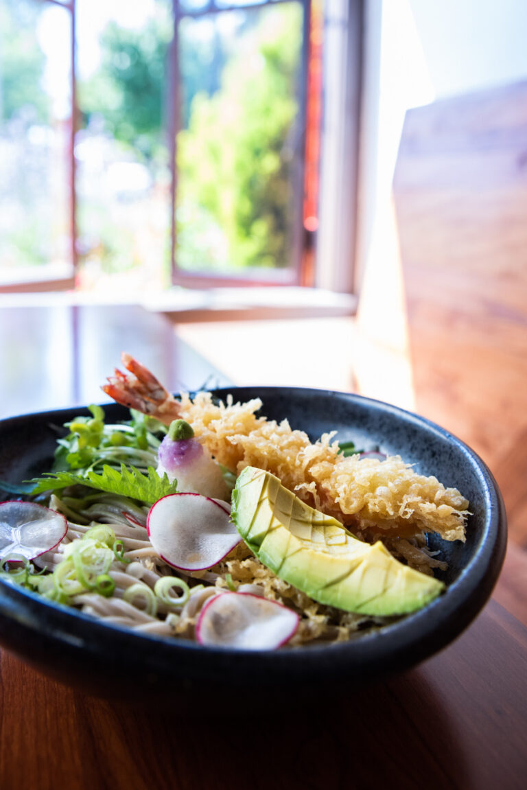 Shrimpcado Bukkake is the perfect spring dish at Kamonegi in Fremont. Photo courtesy of Kamonegi.