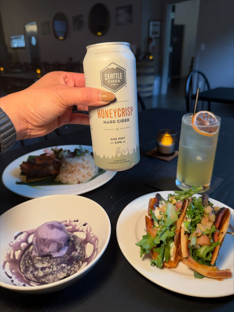 Add Seattle Cider's Honeycrisp Cider to your SRW meal at Barrel & Bacon. Photo courtesy of Barrel & Bacon.